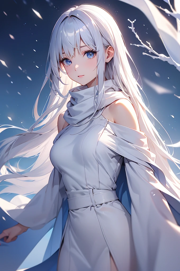 ((masterpiece:1.5、8k、Portraiture、フォトリアリスティックでVery detailedなCG、Very detailed、Particle Effects、Dynamic Effects、Shallow depth of field、Cinematic Light、Lens flare、Ray Tracing、Tabletop、Realistic:1.4、Ultra-high resolution:1.2、Realistic、Realistic))((alone、,A woman wearing a cashmere coat over an off-the-shoulder dress:1.4、wear a long scarf、Elegant woman posing、Detailed face、bright表情、young, bright, Whiter skin、Ample 、Best Looks、Ultimate beauty、Shiny silver hair with highlights、bright and shiny hair,、Super long, Silky straight hair、Hair dancing in the wind))(morning、The setting is outdoors in the snow、Surrounded by illuminations)
