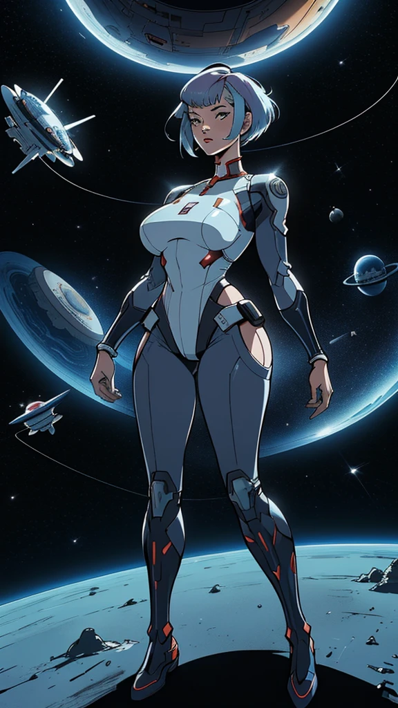 ((masterpiece, Highest quality)), 32K Wallpapers, Very detailed, posters, Vintage science fiction, 1960s,(((space thriller cinematic movie posters))), (Bauhaus), shape,Abstract, Midcentury Modern, movie posters, Vintage, A woman fused with a robot,アニメ,1970s,Halftone,Speech bubble,Milky Way,(superhero),((portfolio,close)),Cyborg of the Future,Combination of machine and woman,Space War,Star Wars,evangelion,Gantz,Cyborg Lady,Big Breasts,Erect nipples,
