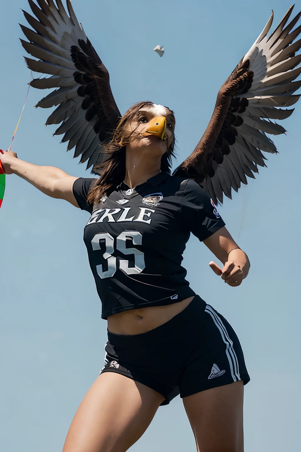 I want to make a team jersey logo with the symbol of an eagle holding a kite and the words Goloyor Cipageran