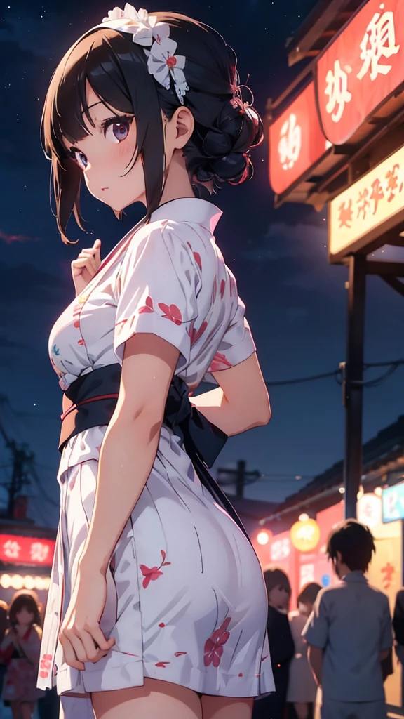 A girl wearing a yukata at a night festival, Enchanting anime girl, Ilya Kuvshinov. 4k yen, Anime Moe Art Style, Anime girl in maid outfit, Cute girl anime visuals, Anime Best Girl, Attractive anime girl, Beautiful anime school girl