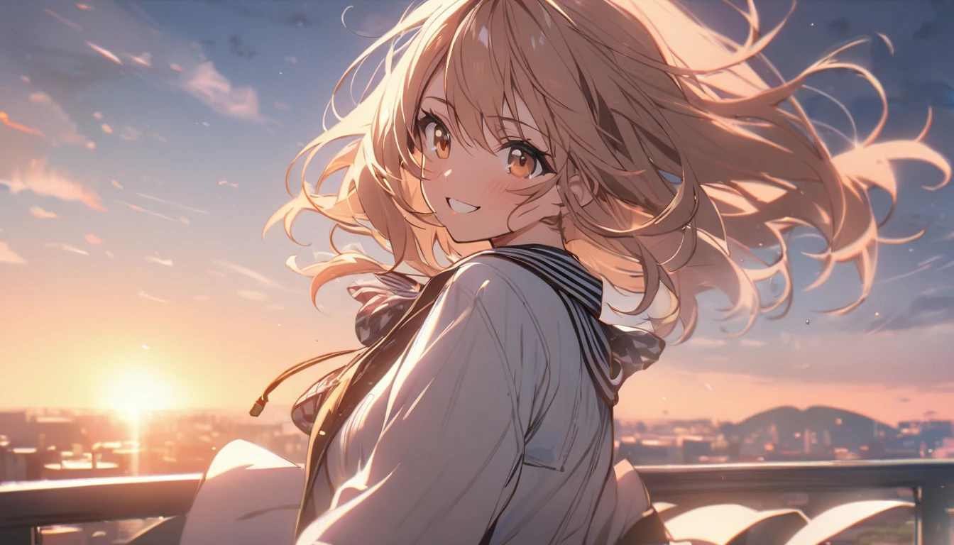 1 girl, smile