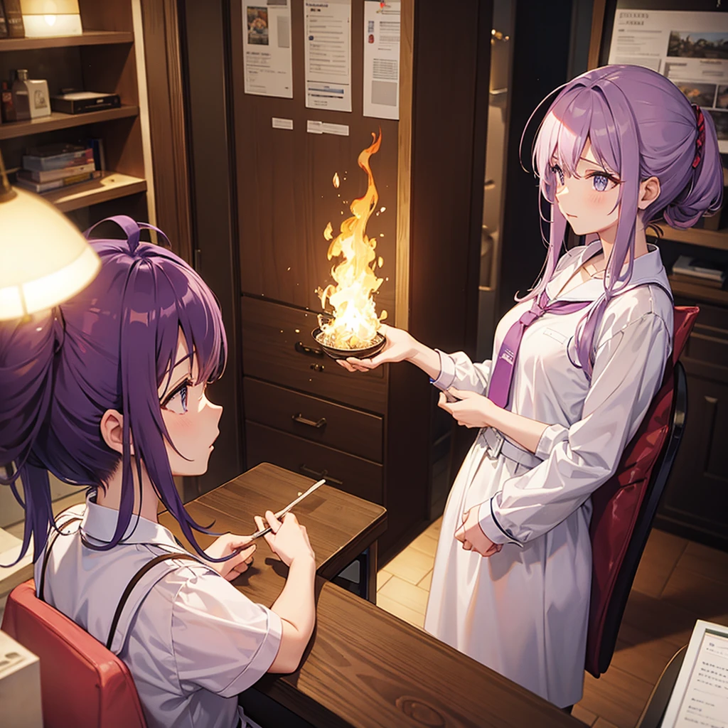 A flame, purple colour 