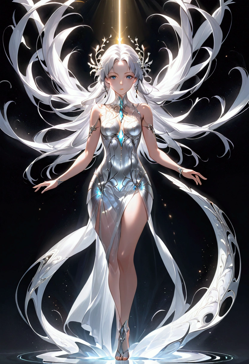 Girl with silver,black eyes,tall rectangular body figure,