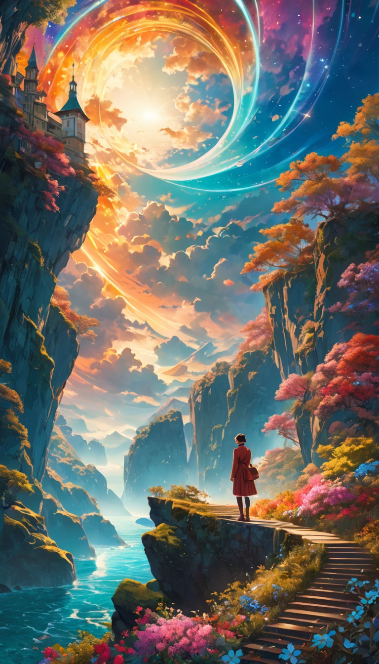 a highly detailed surreal collage, abstract mixed media digital art, photorealistic, vibrant colors, dynamic composition, whimsical, dreamlike, intricate textures, striking visuals, seamlessly blended elements, conceptual, thought-provoking, cinematic lighting, atmospheric, masterpiece, 8k, hyperdetailed, painterly, ethereal, mesmerizing