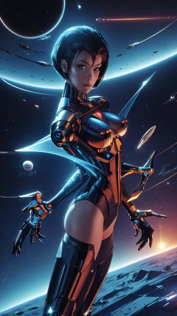 ((masterpiece, Highest quality)), 32K Wallpapers, Very detailed, posters, Vintage science fiction, 1960s,(((space thriller cinematic movie posters))), (Bauhaus), shape,Abstract, Midcentury Modern, movie posters, Vintage, A woman fused with a robot,アニメ,1970s,Halftone,Speech bubble,Milky Way,(superhero),((portfolio,close)),Cyborg of the Future,Combination of machine and woman,Space,Cyborg Lady,Big Breasts,Erect nipples,