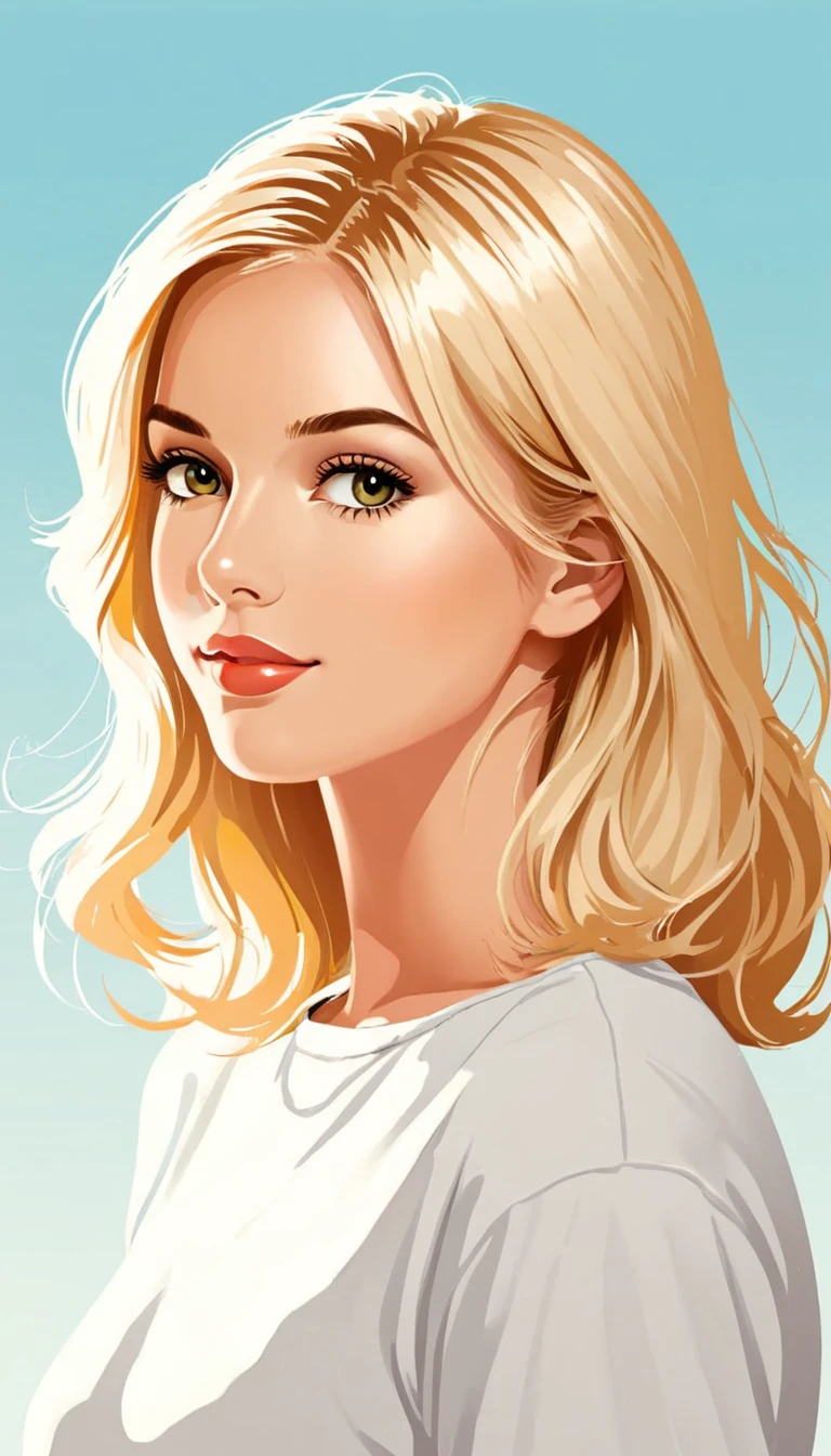 Vector art illustration,girl,side:1.5,blond haish School