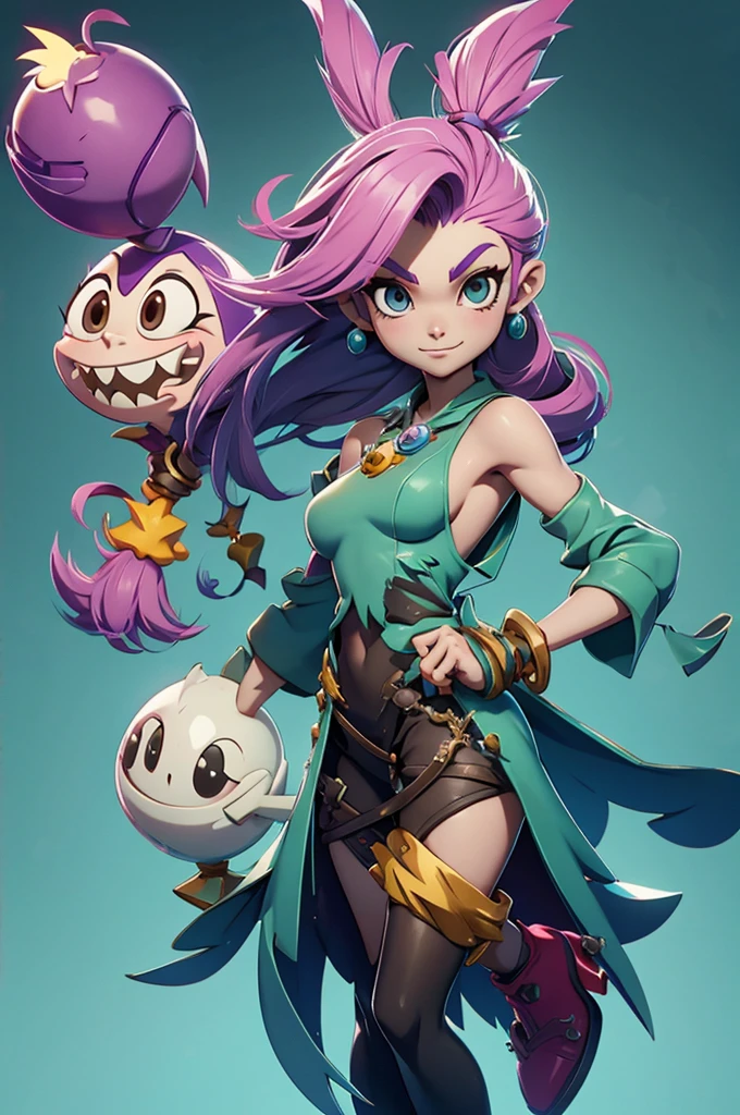Rayman Legends style tree, character estilo art rayman legends, girl and boy, fully body