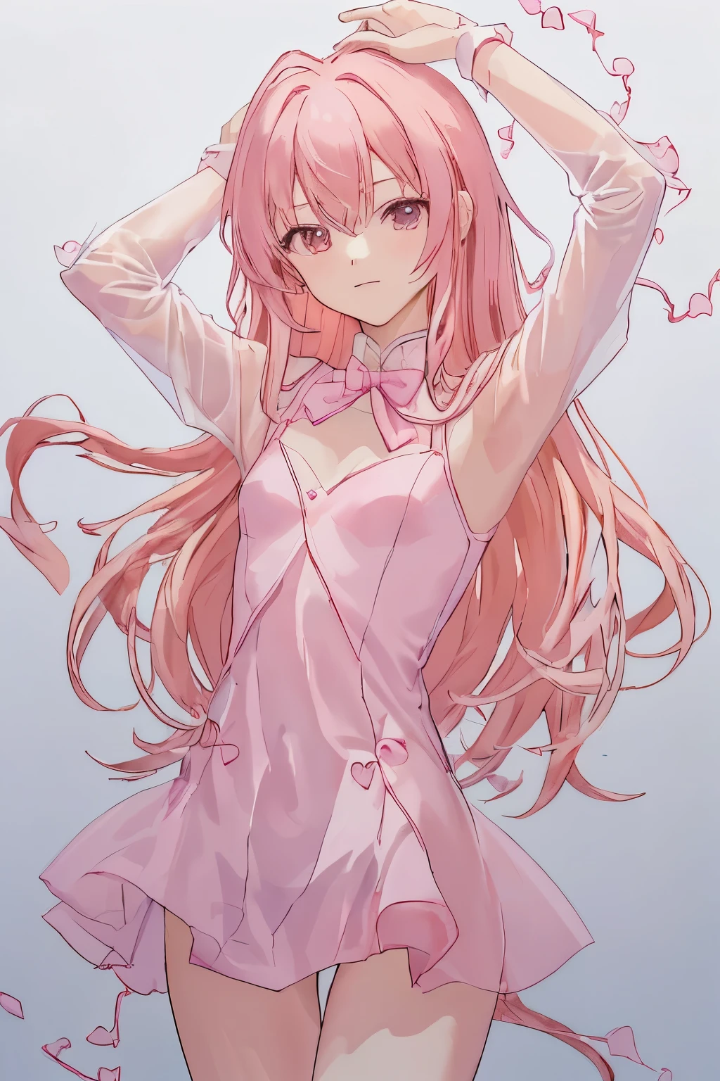 1_girl, (anime, kawai:2), (masterpeice, best_quality, simple, cute, dreamy, vibrant, clean:1.8), (cute, cute_smile, young:1.6), (delicate, beautiful, thin:1.5), (girlfriend, angel:1.8), (green_eyes, simple_eyes:1.5) (long_hair, blond_hair, wearing_pink_dress, pink_angel_wings, gloves:1.8), extremely_delicate, (love_magic:1.5), (age_size_fits_body), (small_thighs, thin:1.8), (breasts), (eye_level:1.3), (heart_magic, love:1.5), (dancer:1.5)