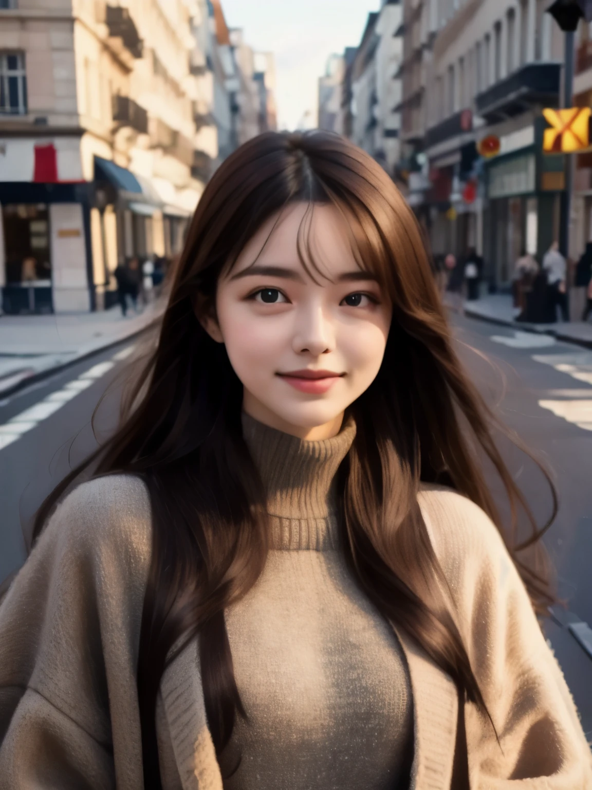 ((highest quality, 8k, masterpiece: 1.3)), sharp: 1.2, Perfect body beauty: 1.4,pretty girl,Light brown long hair,(((Woman straddling a coat))),Slender body,Highly detailed face and skin texture,Beautiful Eyes, double eyelid,((Full Body Shot)),Natural light,smile