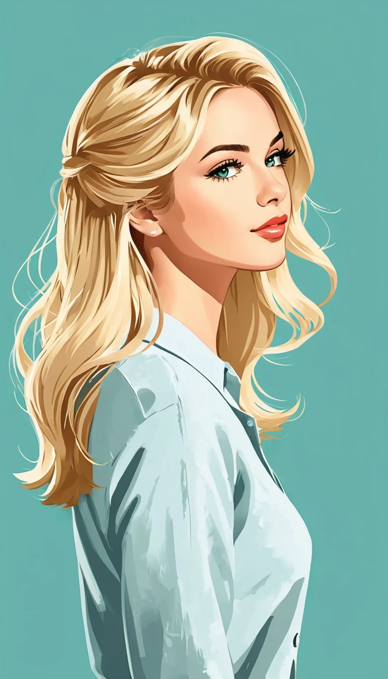 Vector art illustration,girl,Profile:1.5,blond haish School