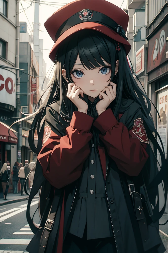 (Realistic:0.2), Anime illustration, One girl,, Red coat, Big red hat, Paris, France, software, Black trousers, Black office shirt,, Carmen sanity,, blue sky,, Long Hair,, Dramatic lightning, Light, epic Light, Light on the face, バックLight, フェイスLight, Bright Face, Fill Lamp, Subsidy light, ((masterpiece)), (Carmen_sanity_v1-1_Shurik-2000:0.6)