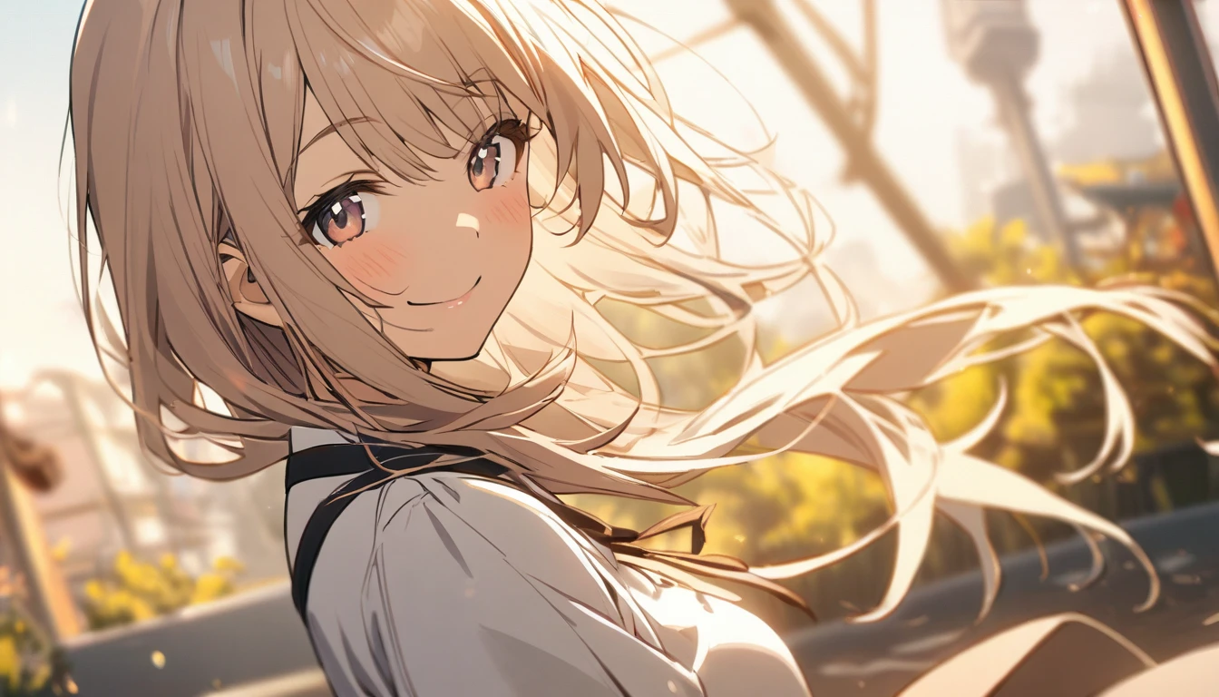 1 girl, smile
