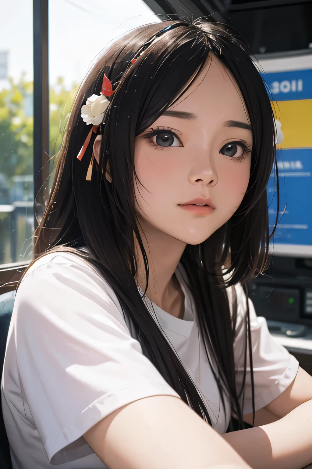(best quality), (masterpiece), a background image for Lofi Music with a Vietnamese girl, (Vietnamese girl:1.3), (Lofi Music:1.3), (serene expression:1.2), (ray tracing:1.1), (realistic:1.3)