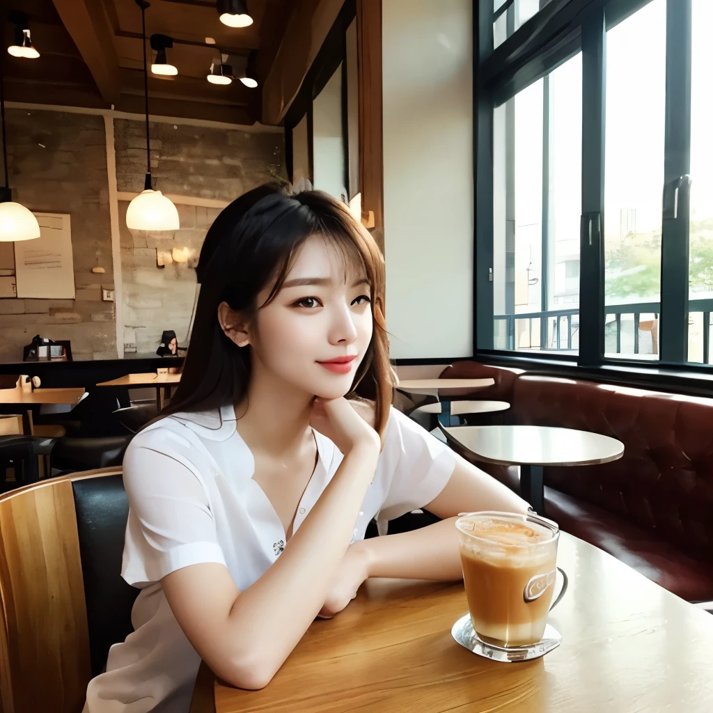 Beautiful Woman Photos(Relaxing scene at cafe),