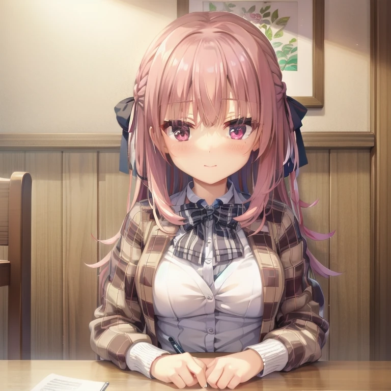 (Tabletop:1.0), (highest quality:1.4), (High resolution:1.2), From the side,Sharp contours, boyish, highest quality, masterpiece,Glasses,Voice of the Heart,20-year-old woman,yandere,Big Breasts,Chest to chest,Lying face down,Upper Body,Ecstasy,blush,Squint your eyes,Heterochromia iridis,Tuck up your clothes,lure