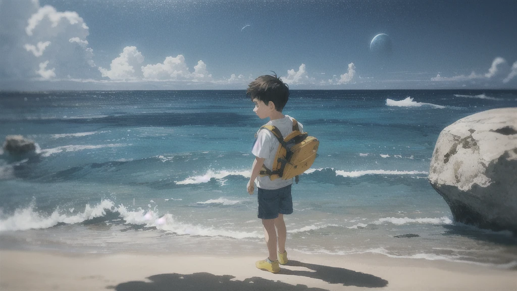 Sunny day sea, absurdes, High resolution, Super detailed, (One little boy:1.3),
Break Lomography, Analogue photography, Vibrant colors, Soft Focus, Light leakage, Dreamy atmosphere, Experimental charm, Nostalgic Charm BREAK Color Field Painting, large colored bands, abstract expressionism, Bold colors, Emotional impact, Atmospheric Depth, Minimalist Approach BREAK
, Space Exploration, Celestial Bodies, Astronomical phenomena, Scientific discoveries, otherworldly wonders
