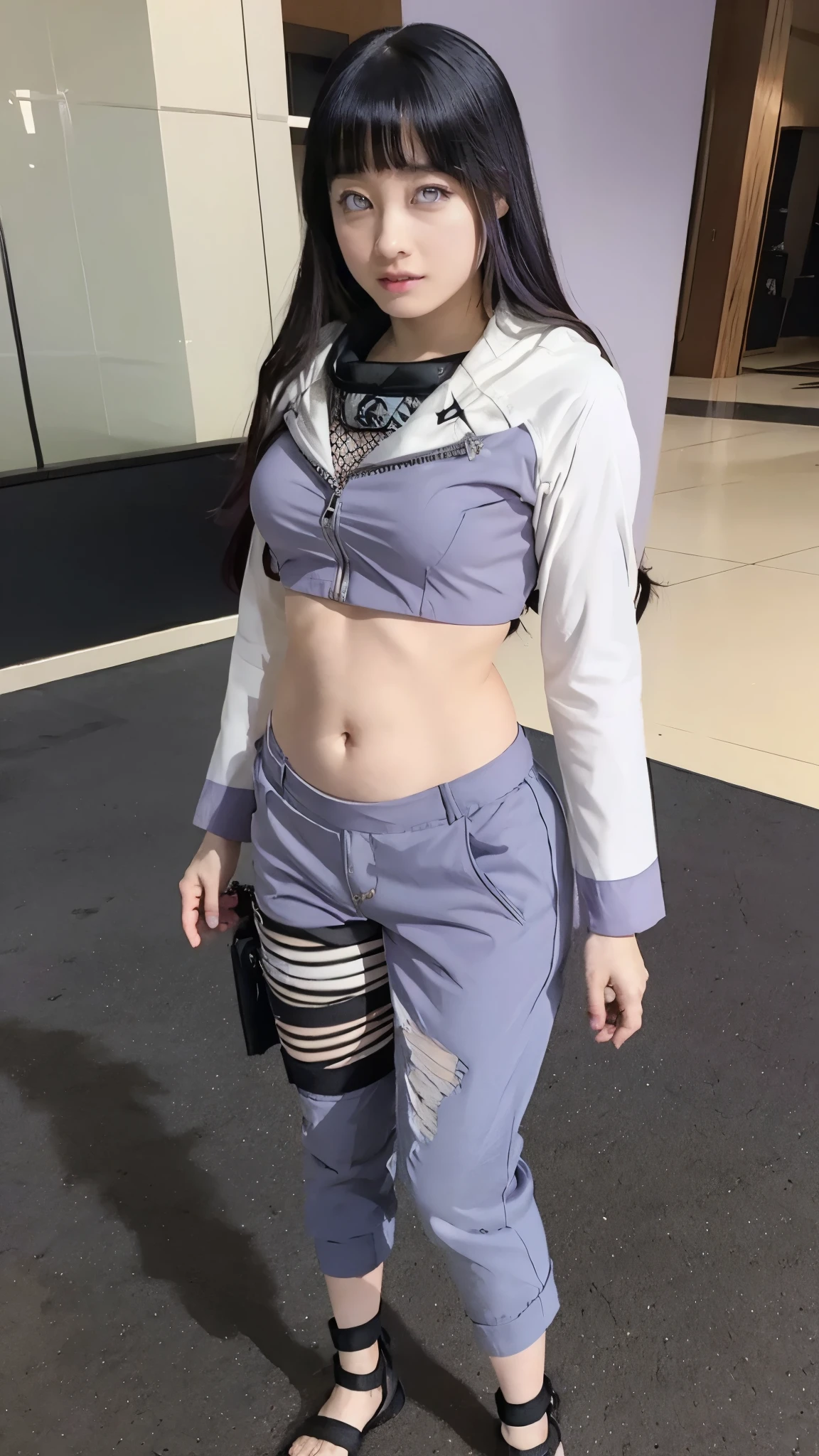 Moisturized skin, (bright gradient eyes), perfect body,
BREAK,
(beautiful navel), (kunoichi), (ninja), (sexy costume: 1.3), (kunai), (black leather), fishnet, (fishnet stockings),
BREAK,
(long silky light purple hair: 1.2), (Hinata Hinata hairstyle 1.2), (long bangs at the end),
BREAK,
((masterpiece + highest quality + high resolution + highly detailed)), (full body: 1.2), symmetrical, one shot,
BREAK,
(city street), (wind blowing: 1.5),
BREAK,
(ONE PIECE), (Hashimoto Kanna: 1.4), (Hinata Hinata: 1.3), elegant,