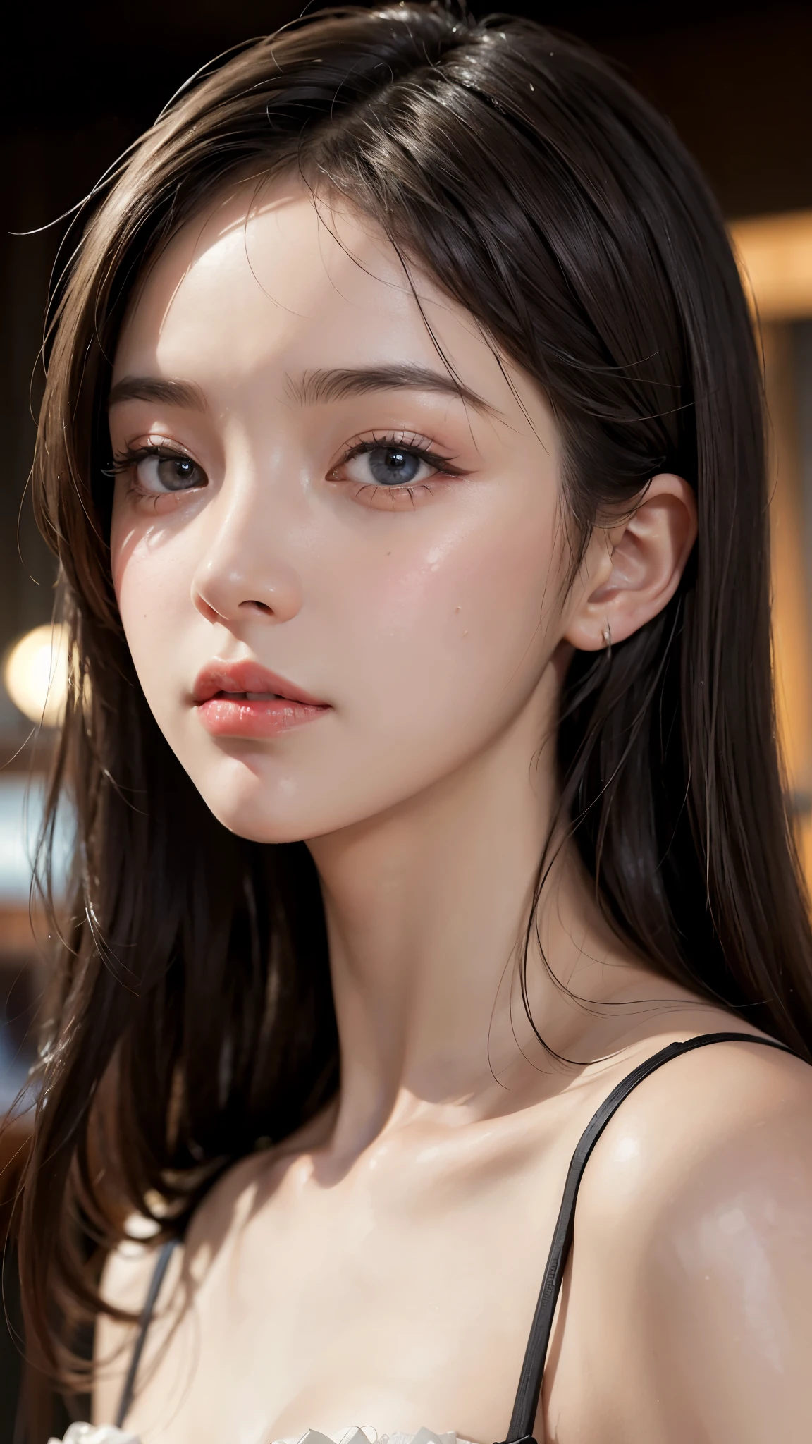 (masterpiece, best quality:1.2), 1girl, 独奏，Close-up of face，The whole face，Real skin, real skin texture, pores, fuzress