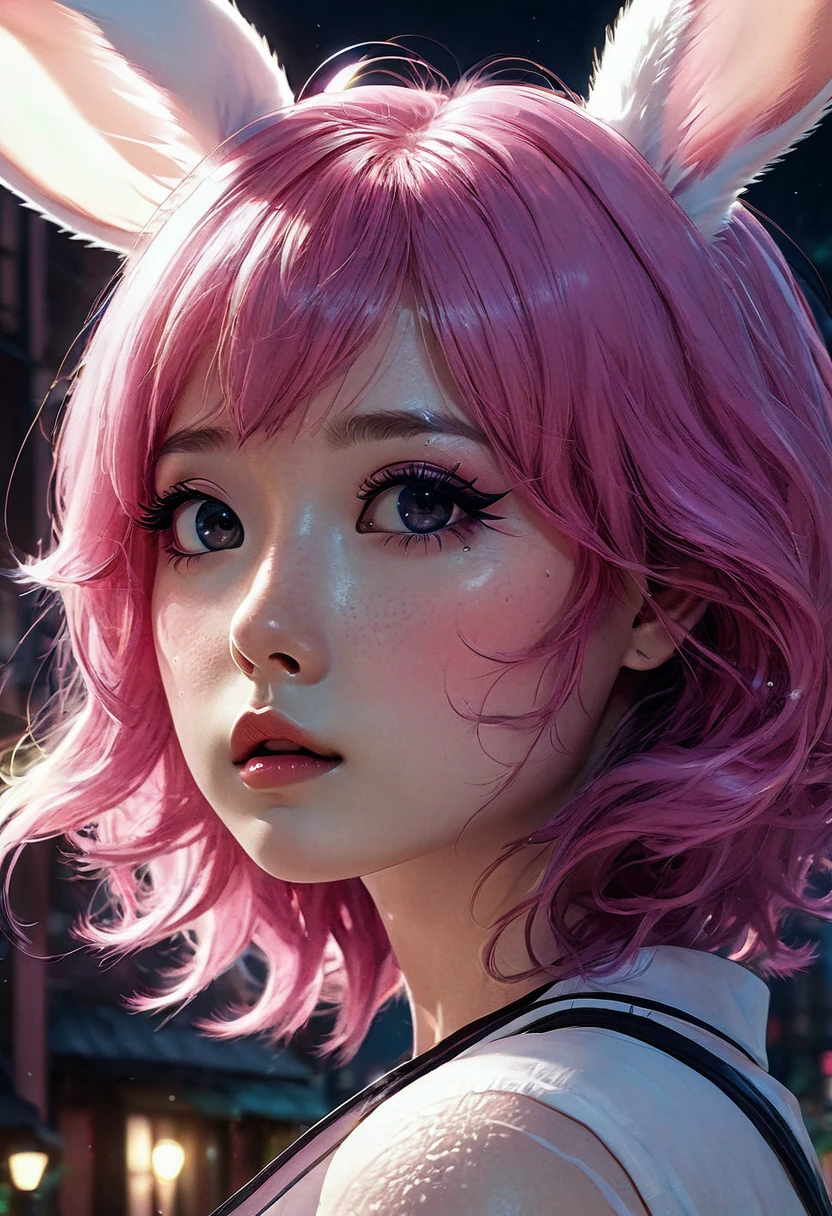 Cute ???? girl, Pink Hair, ????? Girl, Surreal, Detailed lighting, Japanese Animation