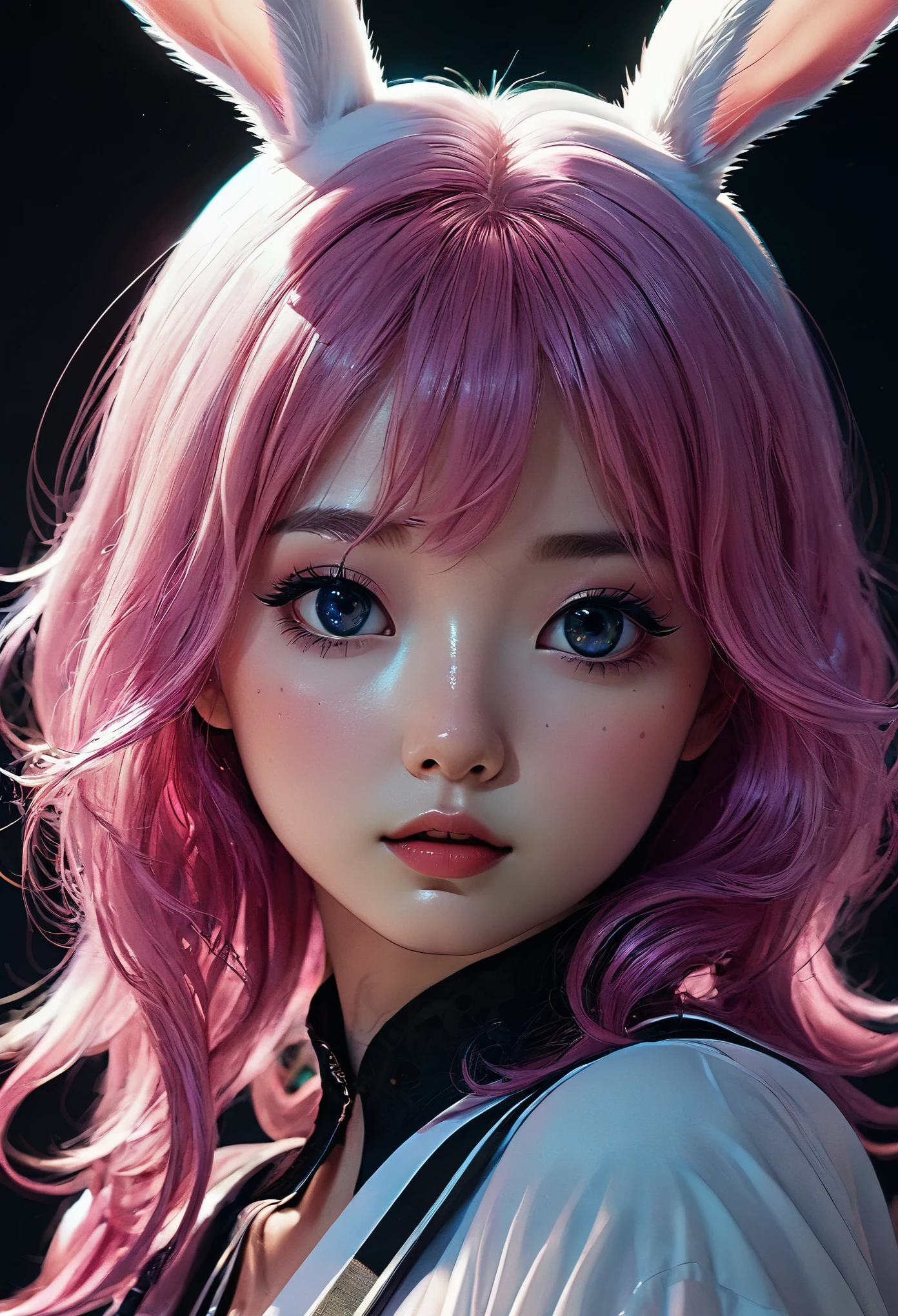 Cute sexy girl, Pink Hair, Bunny Girl, Surreal, Detailed lighting, Japanese Animation