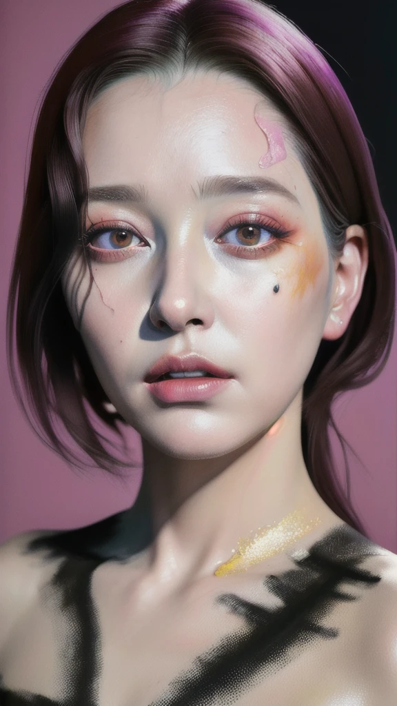 Android Beauty, Powerful paintings inspired by Francis Bacon, Ultra-realistic surrealism, Hyperrealism, fear, art, hyper real painting, Realistic illustration painting, カラフルなHyperrealism, Hyper-realistic digital art