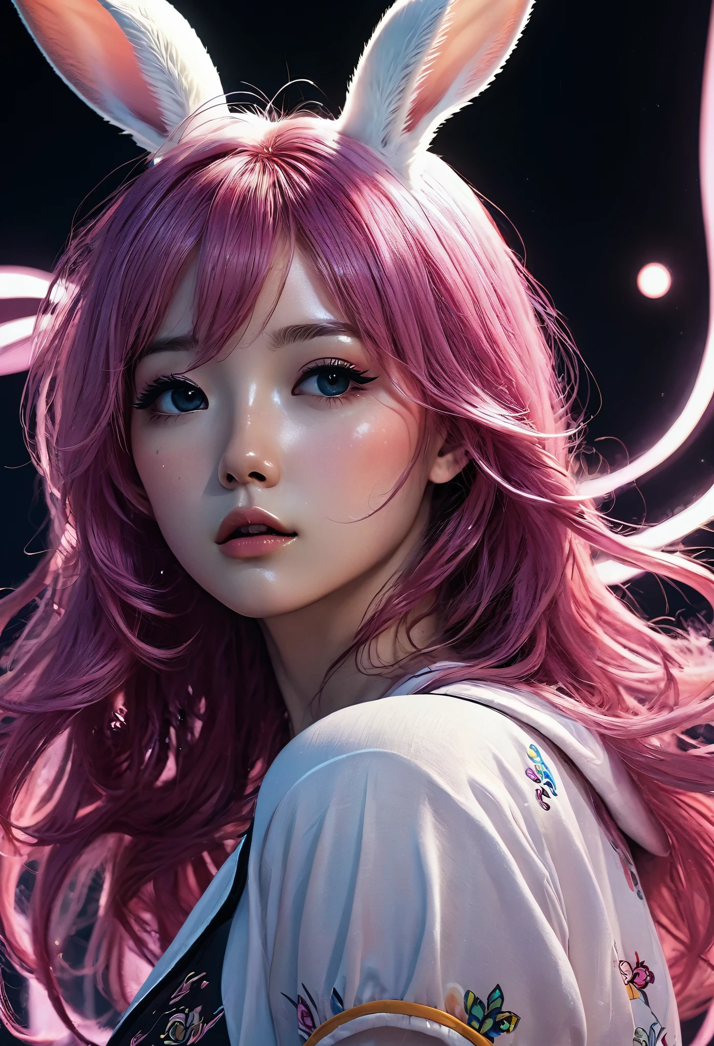 Cute sexy girl, Pink Hair, Bunny Girl, Surreal, Detailed lighting, Japanese Animation