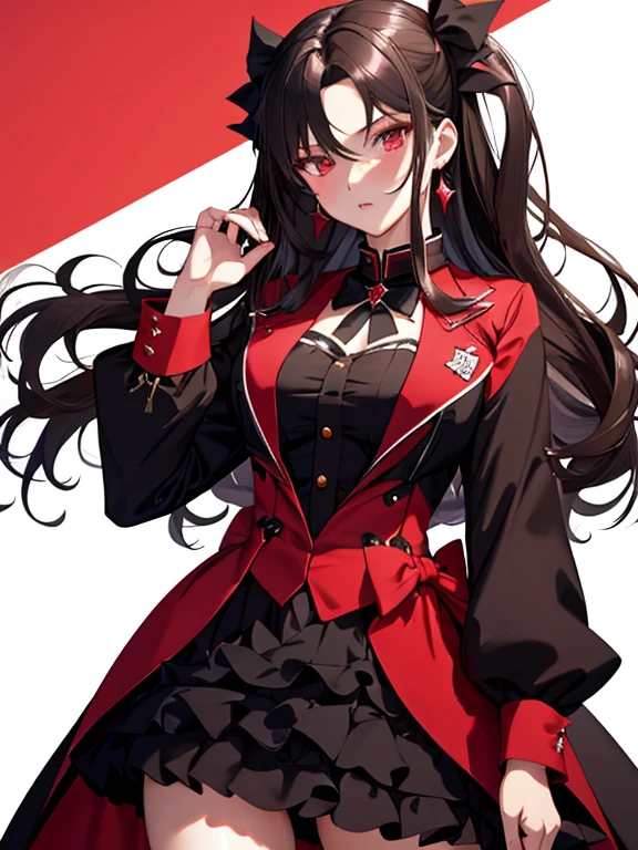 Runway, Fancy Dress, Fashion Model, Tohsaka Rin, (masterpiece), highest quality, 1girl, uhd, retina, masterpiece, ccurate, anatomically correct, textured skin, super detail, high details, high quality, best quality, highres, 4K