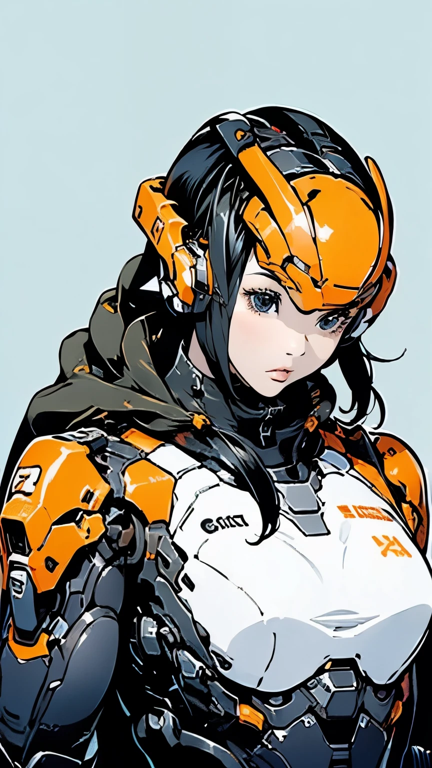 Android Combat Suit、Upper Body、Hangar、girl、Black Hair、Shortcuts、Simple Background、Mecha Warrior、Masterpiece、Highest quality