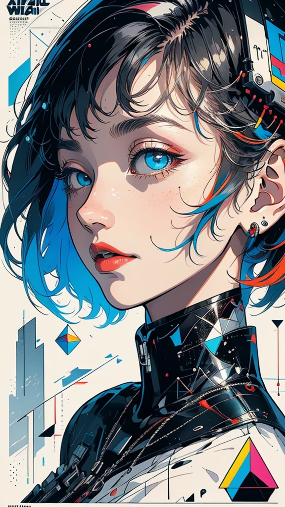 (((masterpiece, highest quality))),(((solo:1.2))),(((1girl:1.2))),32k wallpaper, very detailed, poster, vintage science fiction,(((((geometric cinematic movie poster))))), ((bauhaus)),(shape),(((abstract))),(mid century modern),movie poster,(((((portfolio))))),(((((Close-up))))),(((((bust up))))),((((more various angle)))),(((highlight))),Vast landscape,((((heterochromia)))),(((complete. detailed face))),(((Extremely talented))),(((most complecated machine))),(Colorful color scheme)