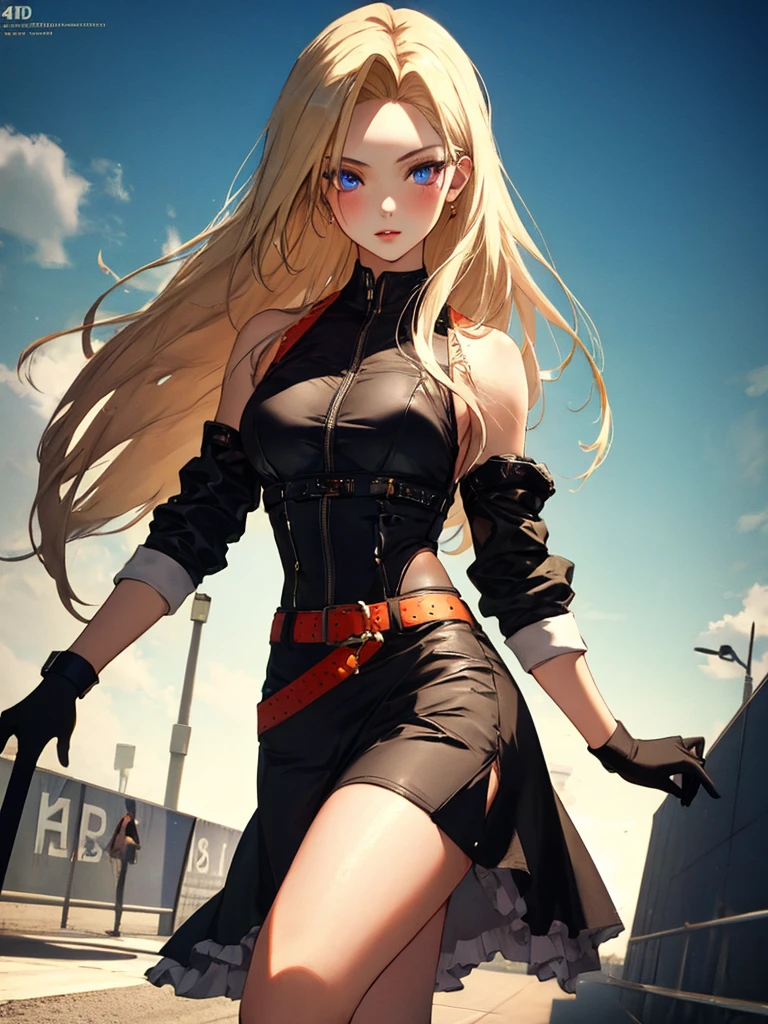 Runway,dress, Fashion Model,Android 18, (masterpiece), highest quality, 1girl, uhd, retina, masterpiece, ccurate, anatomically correct, textured skin, super detail, high details, high quality, best quality, highres, 4K