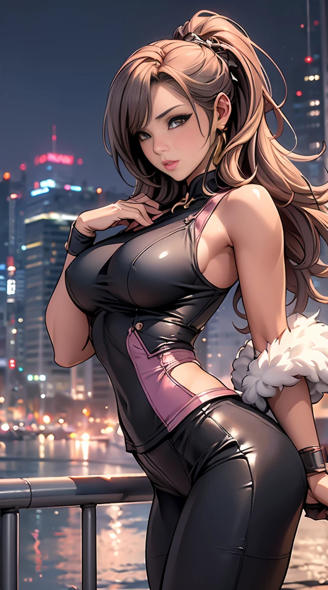 ((Master Parts,Highest quality)),One girl,Independent,Tifa,Pink Chinese Dress,青いleggings スパンデックス ,Beautiful night city background,24years, Sharp eyes, Medium chest, Toned Up, 8k, whole body, Ambient Lighting, Underbust, ring, Thick thighs, Leg details, flexible, (Standing on one leg:1.2), (Standing Split:1.3), Powerful, Hands raising one leg,Park Background,Browsing Caution,Camel,built ,(Because low:1.2),leggings