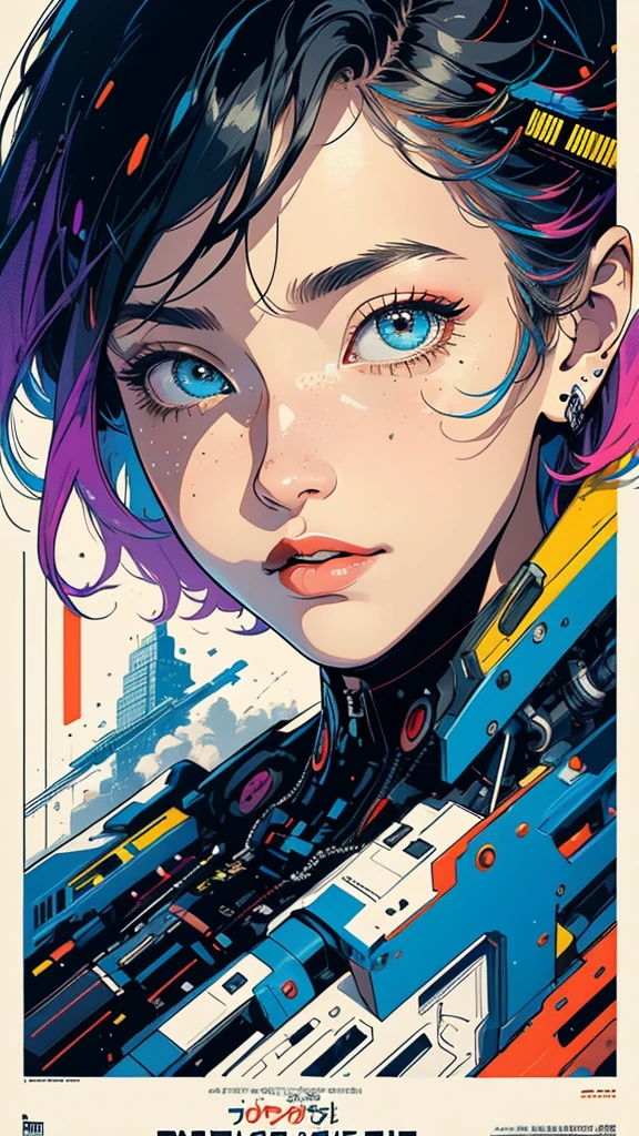 (((masterpiece, highest quality))),(((solo:1.2))),(((1girl:1.2))),32k wallpaper, very detailed, poster, vintage science fiction,(((((geometric cinematic movie poster))))), ((bauhaus)),(shape),(((abstract))),(mid century modern),movie poster,(((((portfolio))))),(((((Close-up))))),(((((bust up))))),((((more various angle)))),(((highlight))),Vast landscape,((((heterochromia)))),(((complete. detailed face))),(((Extremely talented))),(((most complecated machine))),(Colorful color scheme)