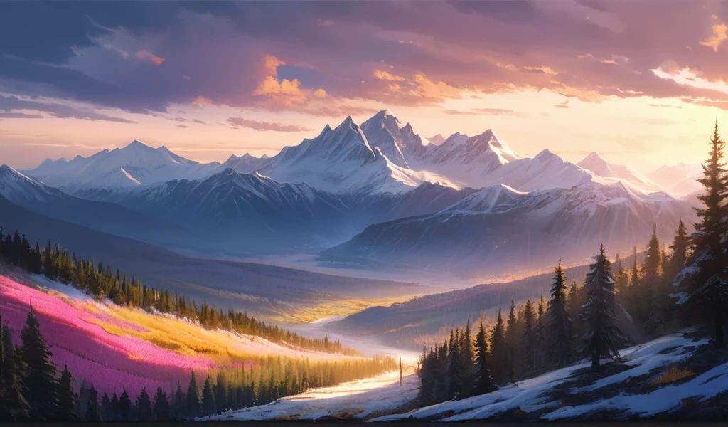 best qualtiy,8K,masterpiece1.5,Wallpapers,Full Focus,Sunset view,Reflections in trees and lakes,Wine red cloud,Particle cloud,Realistic light and shadows