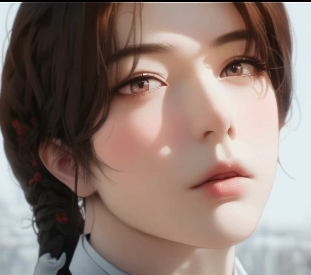 a closeup of a person wearing a tie and shirt, Jung Jaehyun, Yanjun Chengt, Cai Xu Kun, realist. Cheng Yi, inspired by Yanjun Cheng, photorealist!!!!!!! Art Style, inspired by jeonseok lee, pale korean adorable face, soft portrait 8k, Korean artist, Hyung Tae, Jinyoung Shin, TaeJune Kim