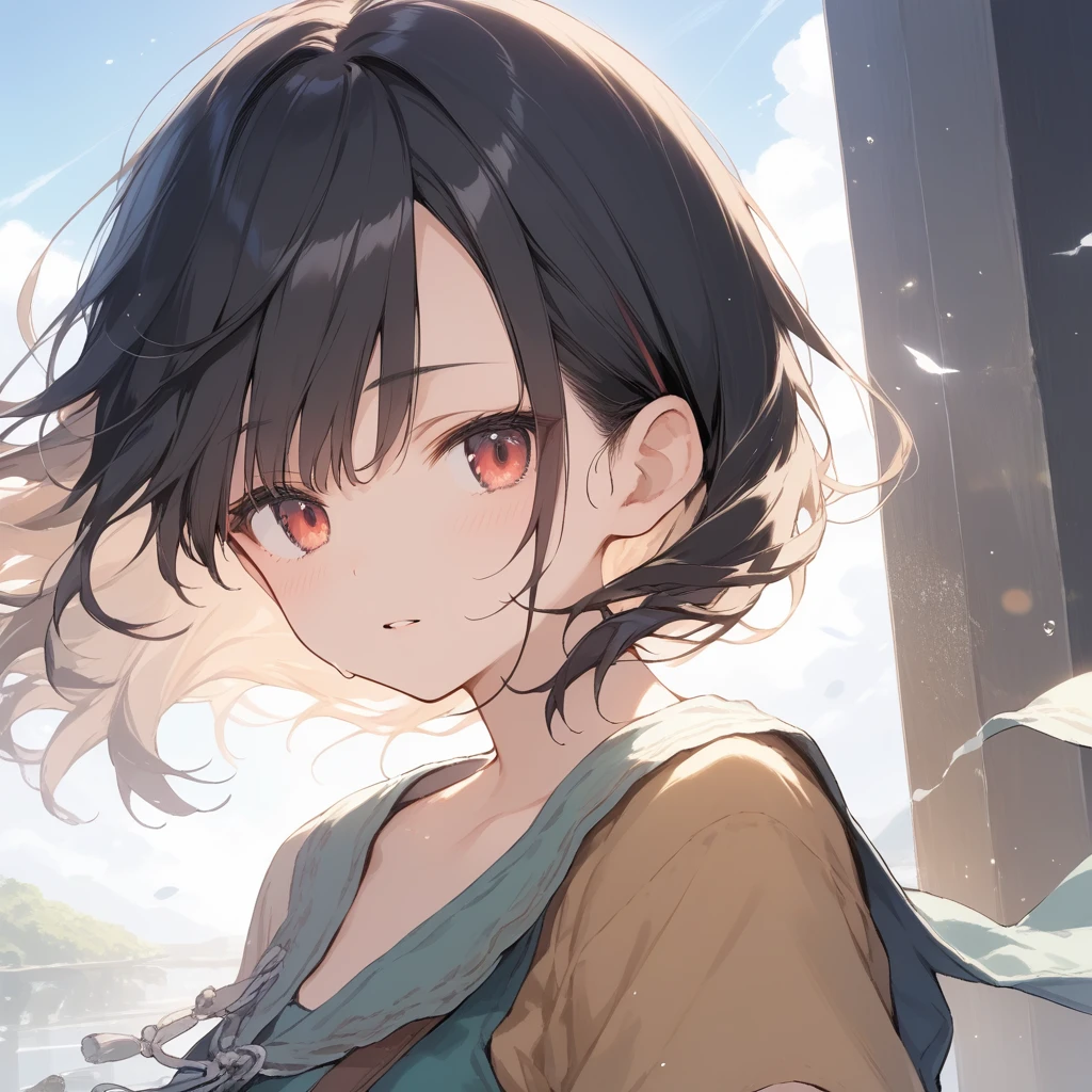 score_9, score_8_up, score_7_up, source_anime, best quality, masterpiece, official art, absurdres, highres, ultra-detailed,waifu2x,Collection: Slice of Life,break,1girl, dragon quest, short hair, breasts, open eyes, beautiful detailed eyes, expressionless, sweat, parted lips, shorts, sleepily,  outdoors, wind,break,(clear line illustration:1.2), super detailed skin,very high resolution, very aesthetic, Best sexual lighting powered by famous artist, 8k,cute picture,beauty illustration,photoshop_(medium),,(Detailed Lighting),best anime 8k konachan wallpaper, pixiv contest winner, 