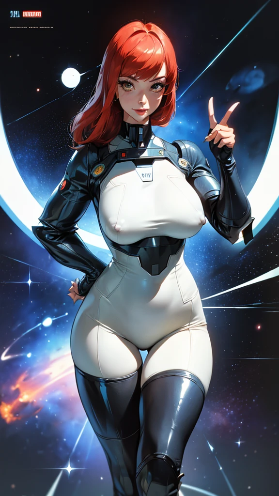 ((masterpiece, Highest quality)), 32K Wallpapers, Very detailed, posters, Vintage science fiction, 1960s,(((space thriller cinematic movie posters))), (Bauhaus), shape,Abstract, Midcentury Modern, movie posters, Vintage, A woman fused with a robot,アニメ,1970s,Halftone,Speech bubble,Milky Way,(superhero),((portfolio,close)),Cyborg of the Future,Combination of machine and woman,Space,Cyborg Lady,Big Breasts,Erect nipples,