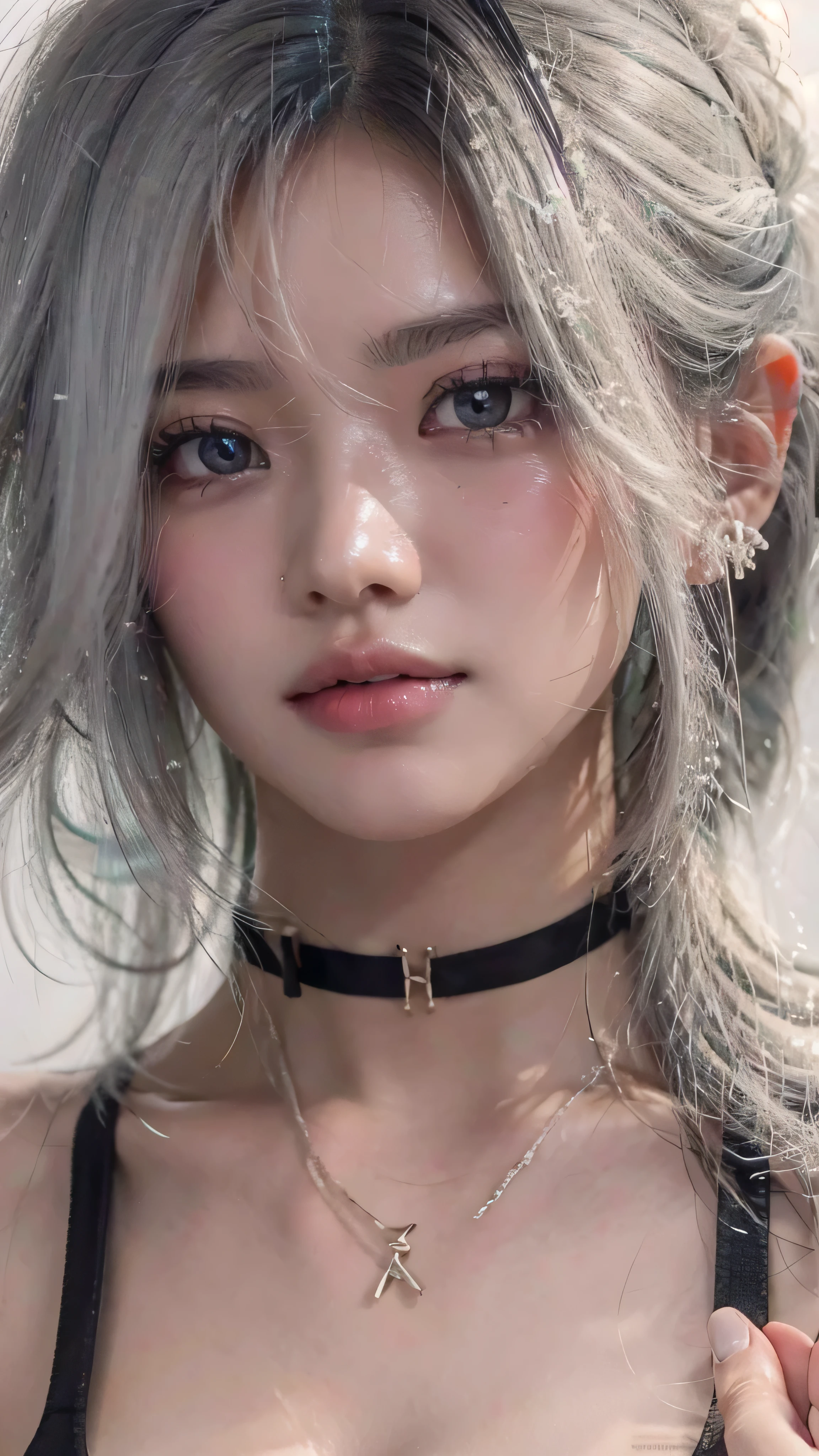 8K, Masterpiece, RAW photo, Best quality, Photorealistic, Extremely detailed Cg Unity 8K wallpaper, Depth of field, Cinematic light, Lens flare, Ray tracing, (Extremely beautiful face, Beautiful lips, Beautiful eyes), intricate detail face, ((ultra detailed skin)) 1girll, In the dark, deepshadow, Pretty Korean girl, Kpop idol, 1 girl, (Very slim and slender muscular body:1.3), ((view the viewer)),(Big smile:1.3), (moon lights open sky ), (Blurred background), ,(No one is in the background:1.3)Clear eyes, (Pale skin), (Big eyeace forward,(silver hairs), (view the viewer:1.3) open breast, Very slim, Medium breasts, Turn Back , naked nude, pink