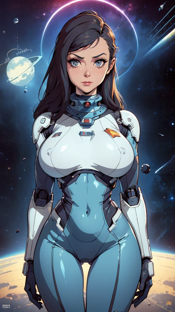 ((masterpiece, Highest quality)), 32K Wallpapers, Very detailed, posters, Vintage science fiction, 1960s,(((space thriller cinematic movie posters))), (Bauhaus), shape,Abstract, Midcentury Modern, movie posters, Vintage, A woman fused with a robot,アニメ,1970s,Halftone,Speech bubble,Milky Way,(superhero),((portfolio,close)),Cyborg of the Future,Combination of machine and woman,Space,Cyborg Lady,Big Breasts,Erect nipples,
