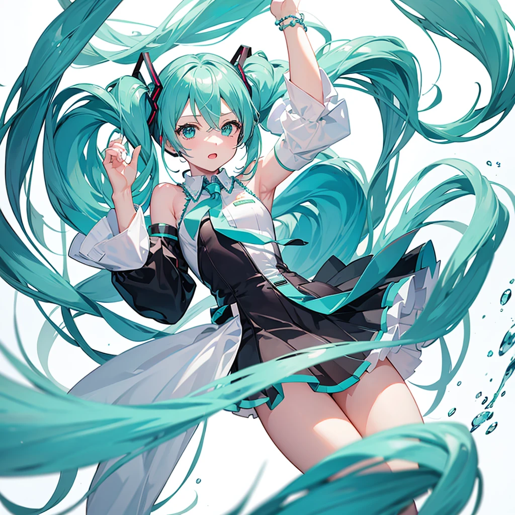 Hatsune Miku,Half Body,cute,White background