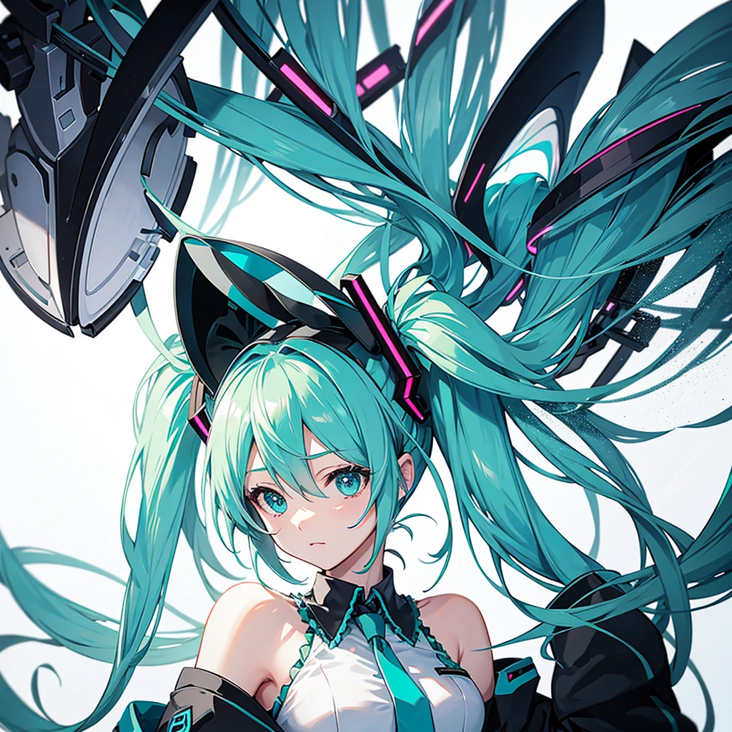 Hatsune Miku,Half Body,cute,White background