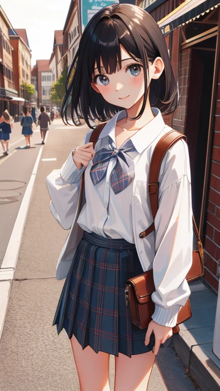 masterpiece, Highest quality, High resolution, Very detailed, Detailed Background, Cinema Lighting, One Girl, young woman, Wear a white shirt, Brown cardigan, long denim pants , smile, wearing Backpack, (Backpack:1.0), travel Backpack, Are standing, whole body, Day, Day光, Outdoor、very cute and beautiful girl,Teen,(Very detailed美しい顔),(White blouse),(smile),Happy,(Beige cardigan:1.2) (Brown shoulder bag),(Brown plaid mini skirt:1.2),zettai ryouiki,
Dynamic pose,hair ornaments,Black Hair,Shopping Street,Town Square,
(Highest quality,masterpiece:1.2),High resolution,Very detailedな,Very detailed,32K,8k resolution,
Intricate details,Movie-like scene,Detailed Background,alone,Dynamic Angle,
Hair blowing in the wind,Beautiful and detailed sky,Cleavage、The wind is blowing up my skirt、The vagina is completely visible、Embarrassed expression