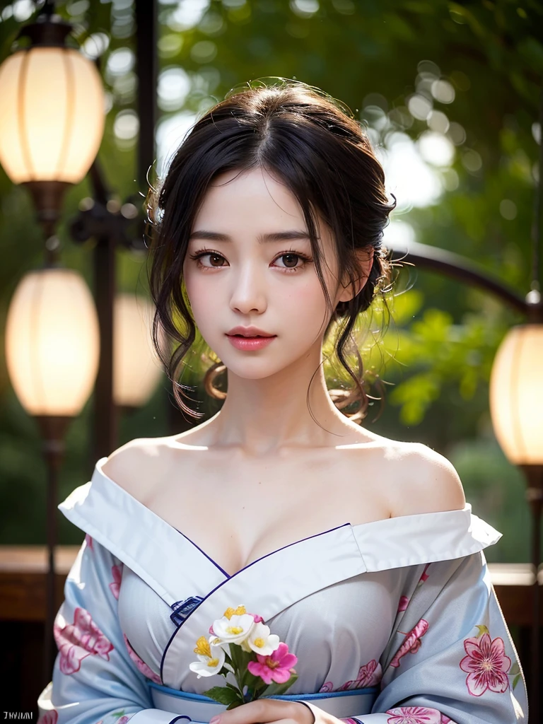 Mix 4, (8k, Live Shooting, Highest quality, masterpiece: 1.2), (Real, Photorealistic: 1.37), 一人のgirl, cute, night, rain, Wetty, Professional Lighting, Photon Mapping, Radio City, Physically Based Rendering, Gradient black hair, Gray Hair, Short Curly Hair, good looking, girl, Highest quality写真, High resolution, 1080P, (Clear Face), (Detailed face description), (Detailed hand description), (masterpiece), (Exquisite CG)、Extreme light and shadow、Disheveled Hair、Masterwork、Rich details、(Fine facial features)、(Highest qualityの写真)、(Masterpiece)、(Detailed eyes)、Look in front of you、Detailed clavicle、((Mid-breasted))、Nipple erection、Sexy、Lady、Clear、Smooth Hair、Clothes are not shiny、yukata、firework、kimono、桃色のkimono、ピンクのkimono、花柄のkimono、Summer festival