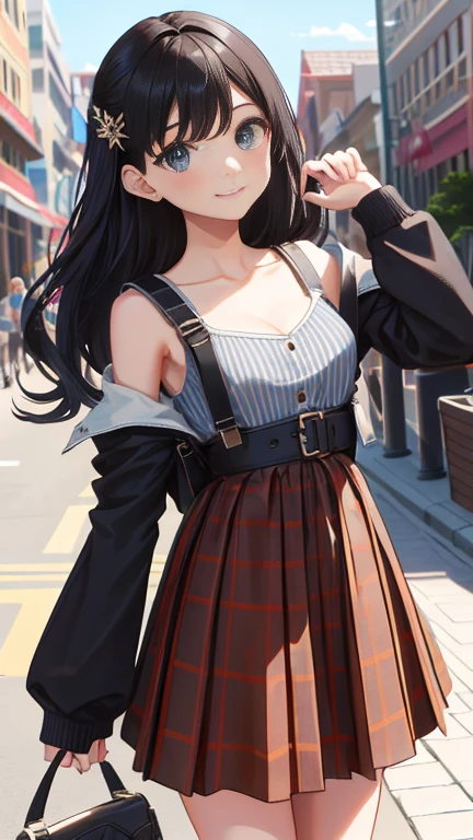 masterpiece, Highest quality, High resolution, Very detailed, Detailed Background, Cinema Lighting, One Girl, young woman, No bra、No sleeve, smile, wearing Backpack, (Backpack:1.0), travel Backpack, Run, whole body, Day, Day光, Outdoor、very cute and beautiful girl,Teen,(Very detailed美しい顔),(smile),Happy,(白いNo sleeve:1.2) (Brown shoulder bag),(Brown Checkered Micro Mini Skirt:1.2),((Cleavage、Thin thighs))
Dynamic pose,hair ornaments,Black Hair,Shopping Street,Town Square,
(Highest quality,masterpiece:1.2),High resolution,Very detailedな,Very detailed,32K,8k resolution,
Intricate details,Movie-like scene,Detailed Background,alone,Dynamic Angle,
Hair blowing in the wind,Beautiful and detailed sky,Cleavage、Embarrassed expression