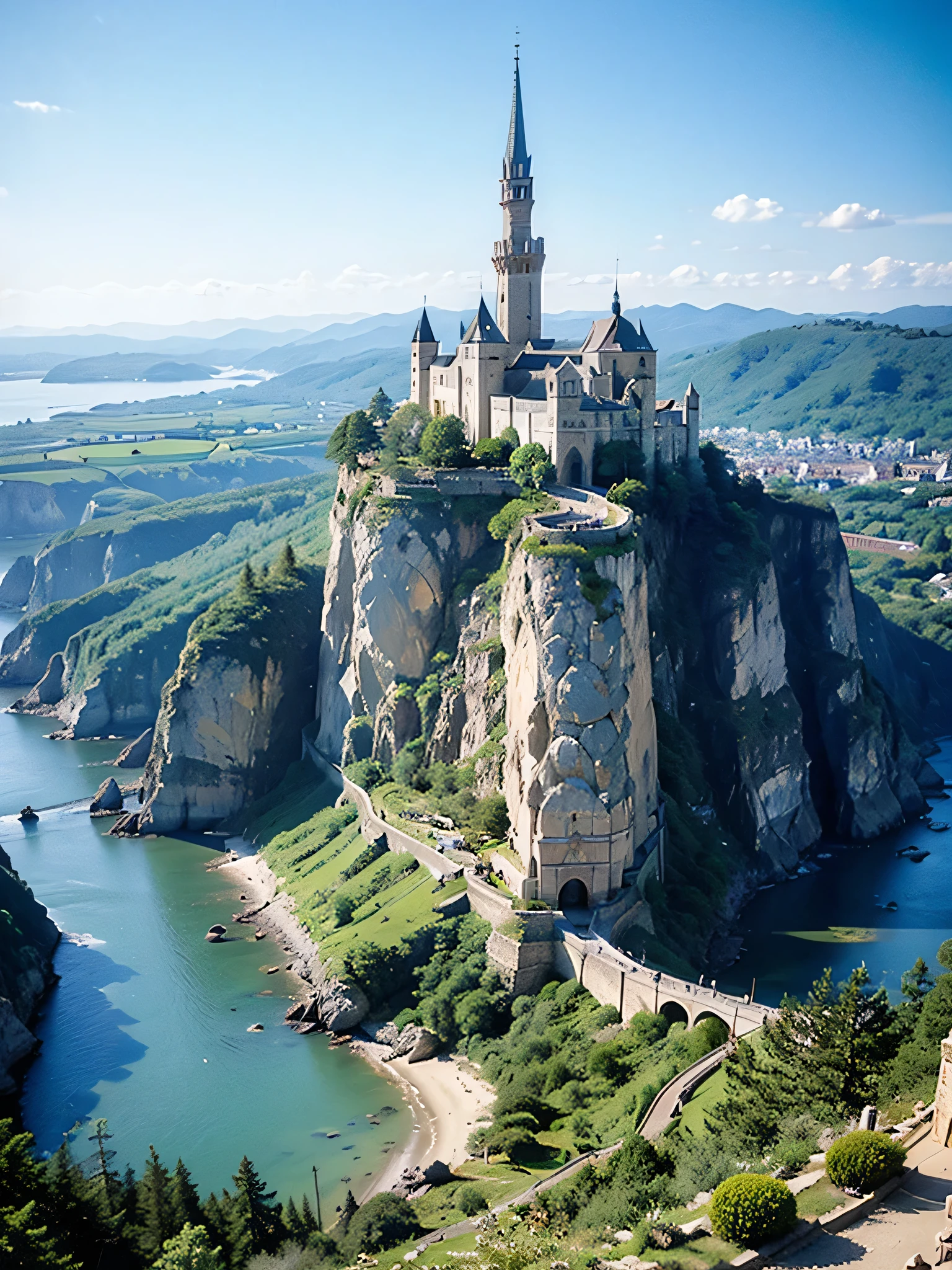 Landscape of medieval Europe、Sheer cliffs、Ancient City、View from above
