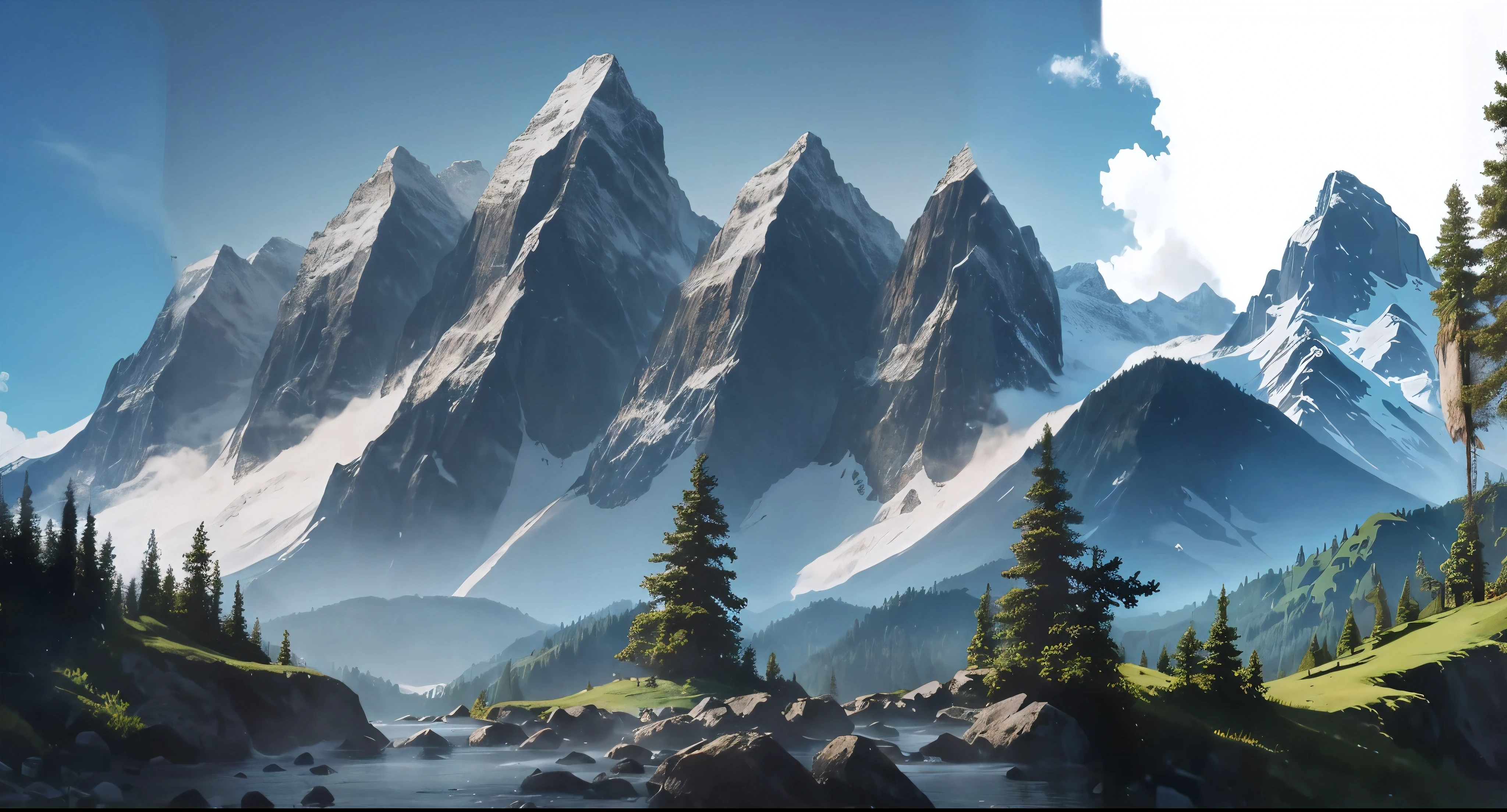 forst, moutain, clear blue sky,