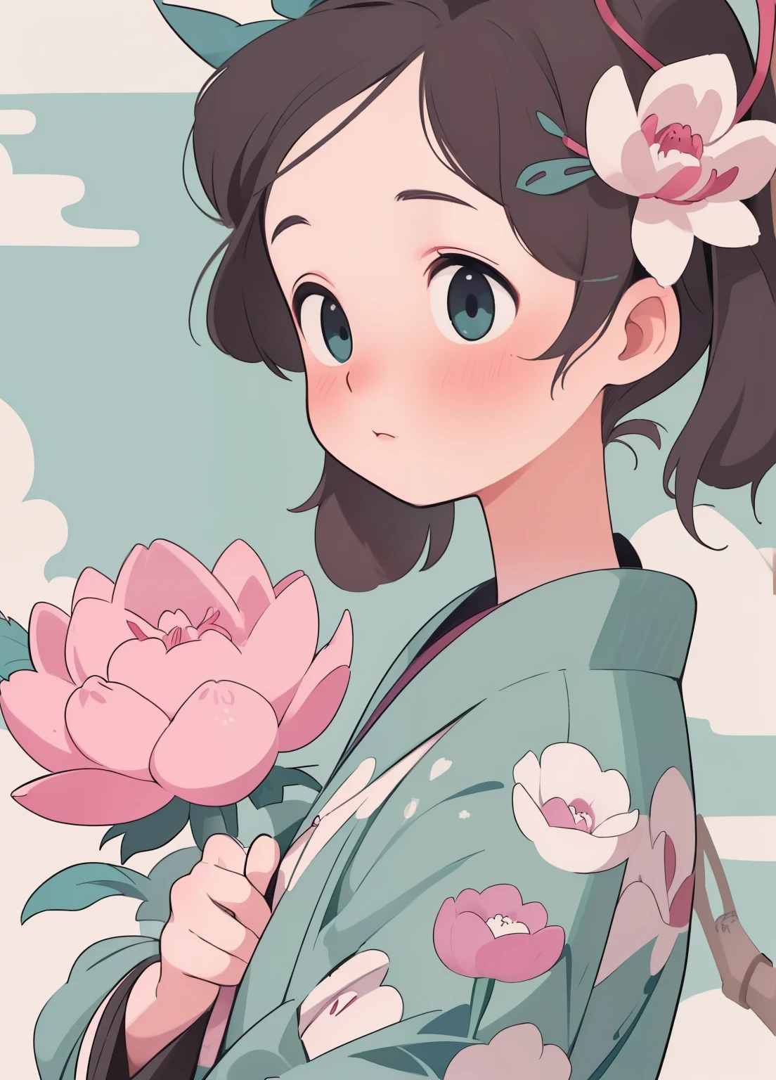 (masterpiece、Highest quality、Highest quality、Official Art、Beautiful and beautiful:1.2)、(One girl:1.3)Hatsune Miku、Twin tails,Beautiful breasts, Katsushika Hokusai, Ink Painting, peony, flower tattoo on shoulder, short hair, Delicate and precise, Thor, Modern ukiyo-e style,