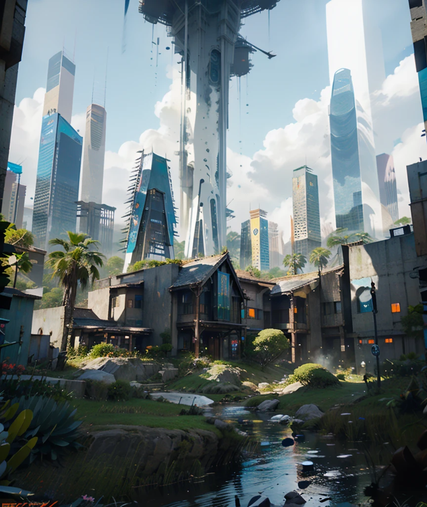 Futuristic city and nature