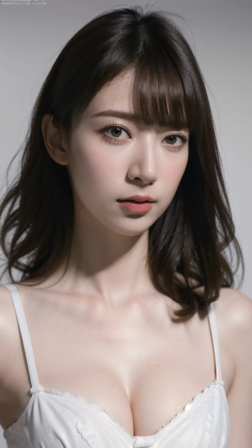 (software:1.8、masterpiece, Highest quality),1 Girl, alone, hyper Realistic, Realistic,Realistic, Looking at the audience, Light brown eyes:1.4,Brunette Short Bob Hair with highly detailed shiny hair, bright red clothes:1.4, Lepangas:1.4), Mouth closed, Upper Body、big chest eye、eyelash、{Hugeな|big chest|Hugeなな|Mega} whole :2, chestの谷間:2、(((Add highlights to the eyes:1.4、big chest eye、Short Bob Hair、Glowing Skin:1.4、Looking at the audience、She is very 美しい and cute、Show me your ears、Beautiful long neck、smile、Close your mouth and smile、Bangs and beautiful teeth)))、Ideal body type、((Beautiful red background:2、Simple blank red background:2、Very simple red background:2))、Beautiful long neck:1.4、(({Huge|big|Hugeな|Mega} chest, chestの谷間:2))、(((Portraiture:2、Face close-up:2、Face close-up:2)))、Perfect Anatomy