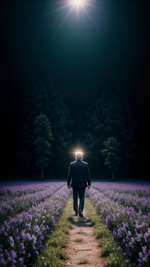 Donald Trump walking through a field. Photorealism, full view, highly detailed image, very realistic, hyperrealism, Ultra HD, 8k, 5, sharp focus, intricate and mysterious masterpiece. (Long exposure photography Artistic illustration close-up portrait very detailed: final quality, medium shot, backlight, Rich and striking. Enigmatic and mysterious manipulations (composition of the rule of thirds), ((detailed environment with strong lines) The best quality, in camera, white light, warm and clean aesthetics, dazzling screen composed of millions of brilliant ultraviolet rays, HDR.