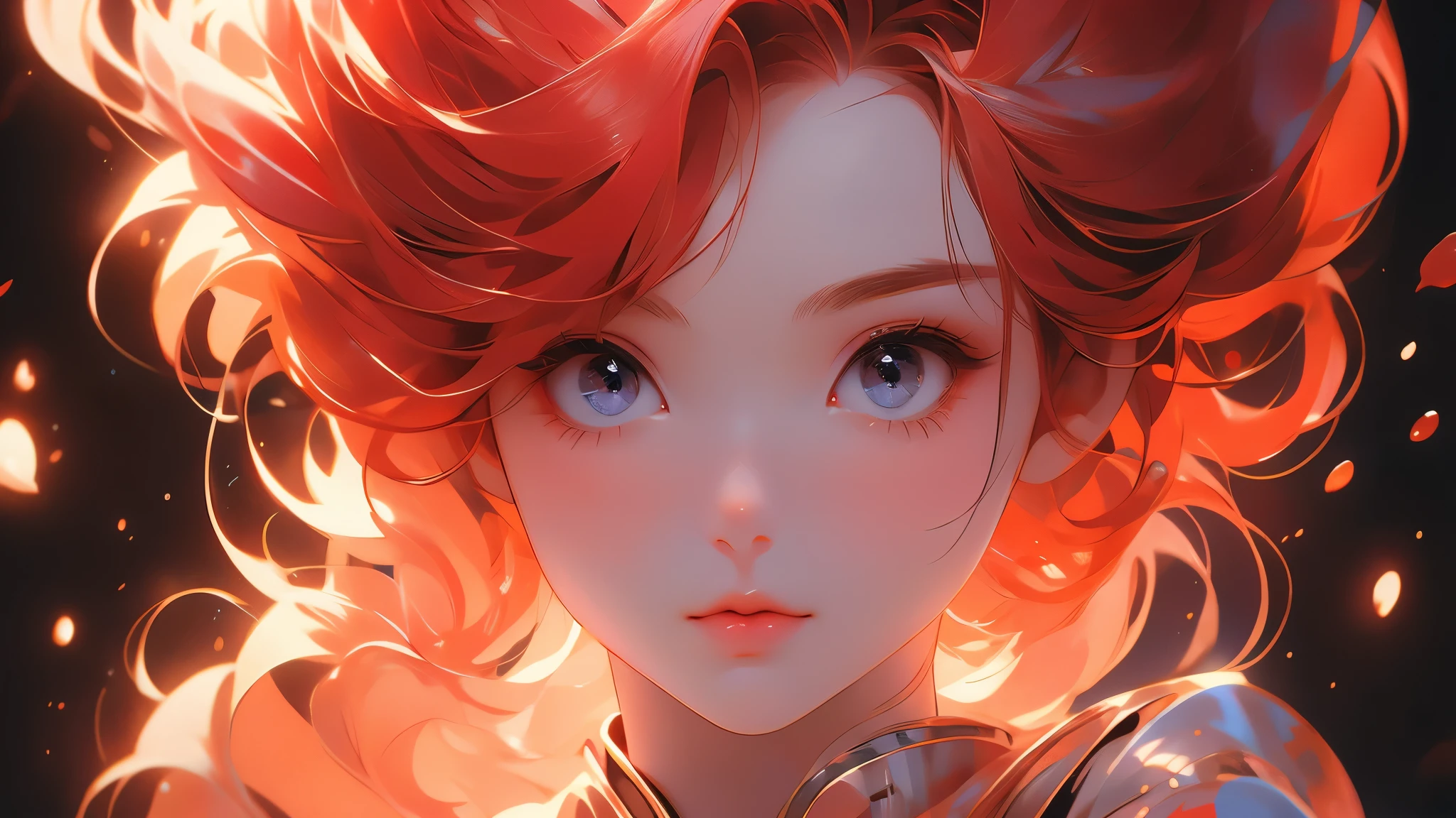 Cute sexy girl, Red hair, Bunny Girl,Close-up of face,black background,Surreal, Detailed lighting, Japanese Animation